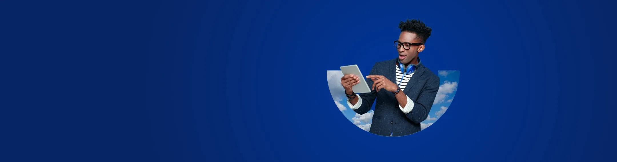 Excited afro american guy in fashionable outfit